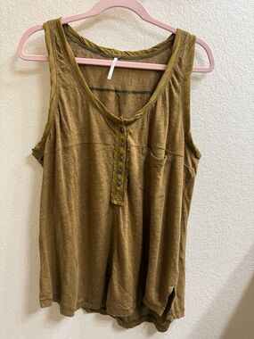 Free People Tobacco Colored Button Henley Tank